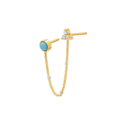 Turquoise & Diamond Duo Drop Earring - Lotus Diamond