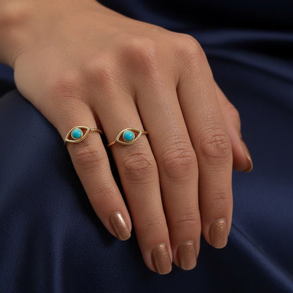 Turquoise Evil Eye Ring - Lotus Diamond
