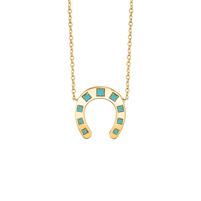 Turquoise Horseshoe Necklace - Lotus Diamond