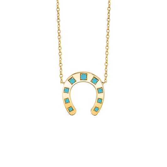 Turquoise Horseshoe Necklace - Lotus Diamond