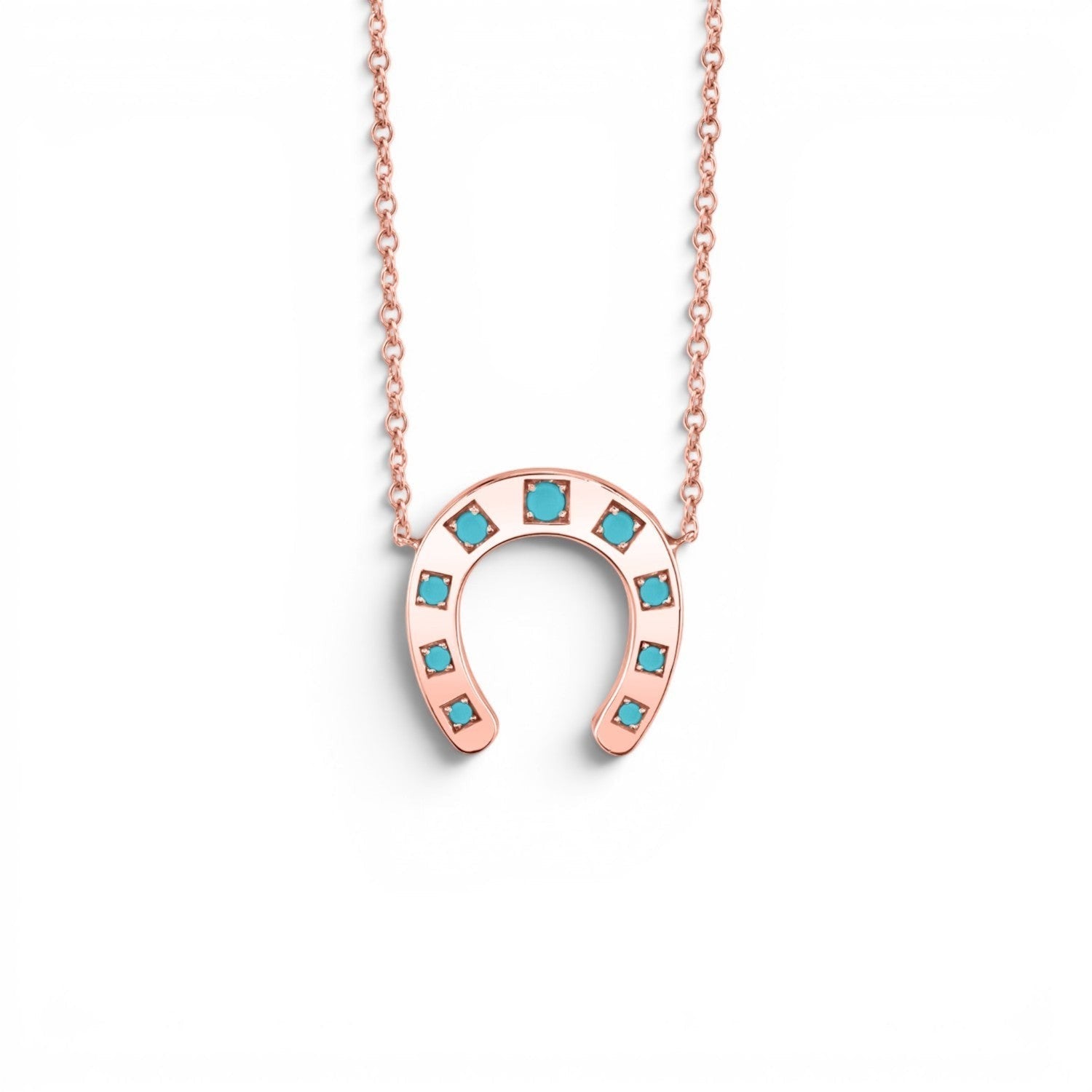 Turquoise Horseshoe Necklace - Lotus Diamond