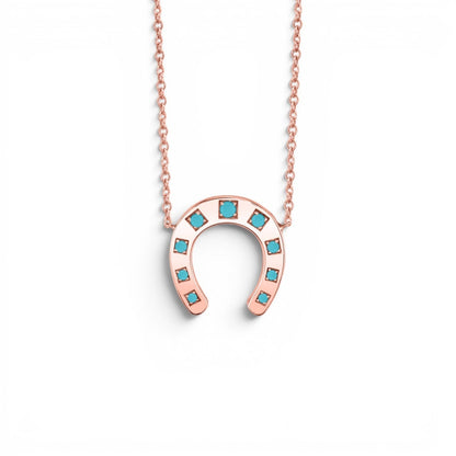 Turquoise Horseshoe Necklace - Lotus Diamond