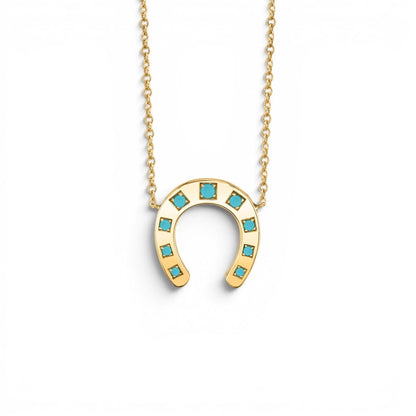 Turquoise Horseshoe Necklace - Lotus Diamond