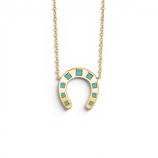 Turquoise Horseshoe Necklace - Lotus Diamond