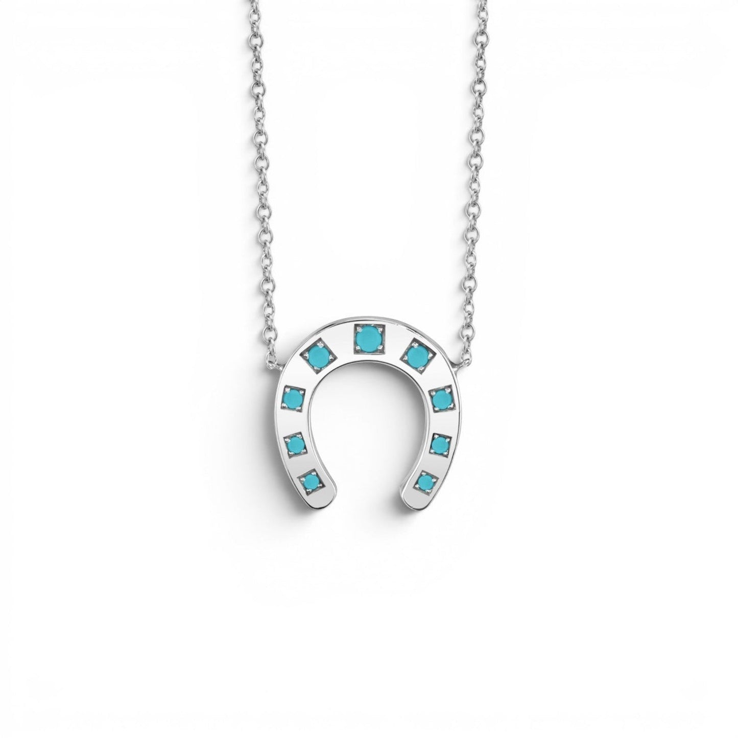 Turquoise Horseshoe Necklace - Lotus Diamond