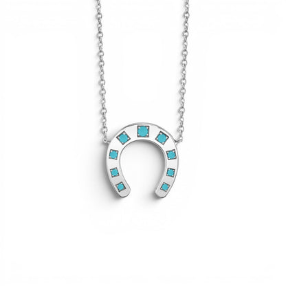 Turquoise Horseshoe Necklace - Lotus Diamond