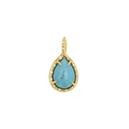 Turquoise Tear Drop Charm - Lotus Diamond