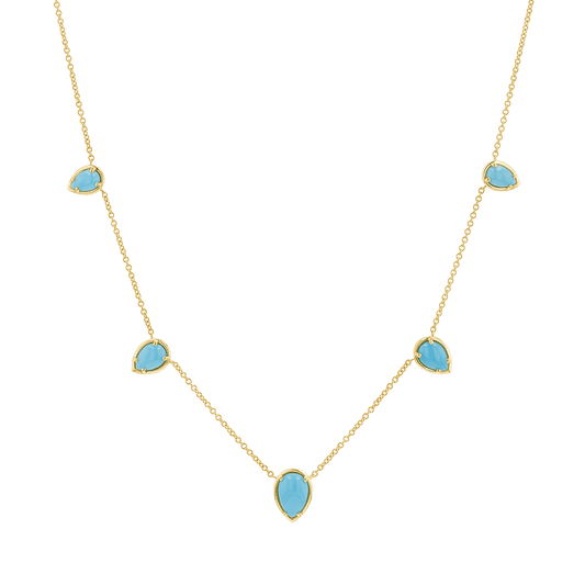 Turquoise Tear Drop Strand Necklace - Lotus Diamond
