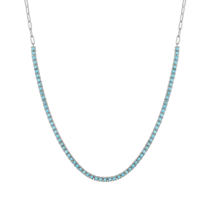 Turquoise Tennis Necklace - Lotus Diamond