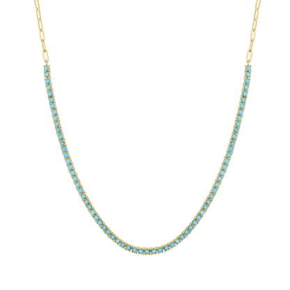 Turquoise Tennis Necklace - Lotus Diamond