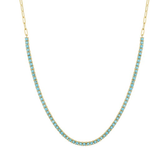 Turquoise Tennis Necklace - Lotus Diamond