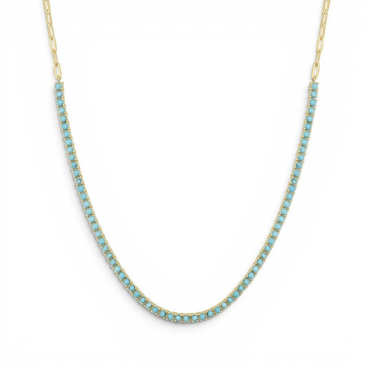 Turquoise Tennis Necklace - Lotus Diamond