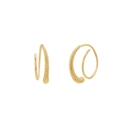 Twist Coil Hoop Earrings - Lotus Diamond