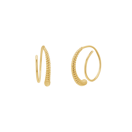 Twist Coil Hoop Earrings - Lotus Diamond