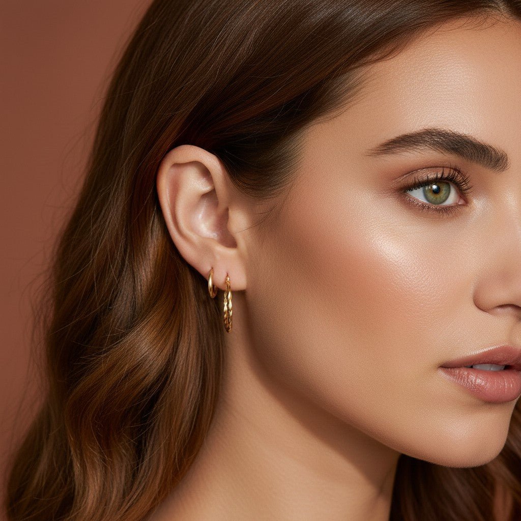 Twist Hoop Earrings - Lotus Diamond