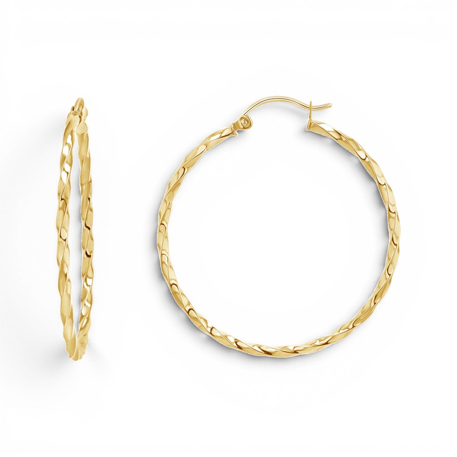 Twist Hoop Earrings - Lotus Diamond