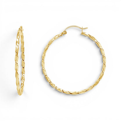 Twist Hoop Earrings - Lotus Diamond