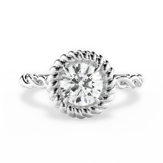 Twisted Metal Halo Engagement Ring - Lotus Diamond