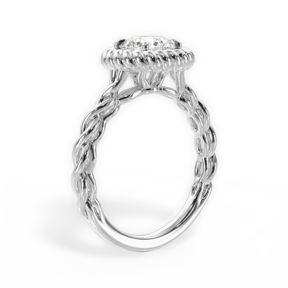 Twisted Metal Halo Engagement Ring - Lotus Diamond
