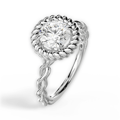 Twisted Metal Halo Engagement Ring - Lotus Diamond