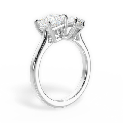 Two Stone Princess Diamond Engagement Ring - Lotus Diamond