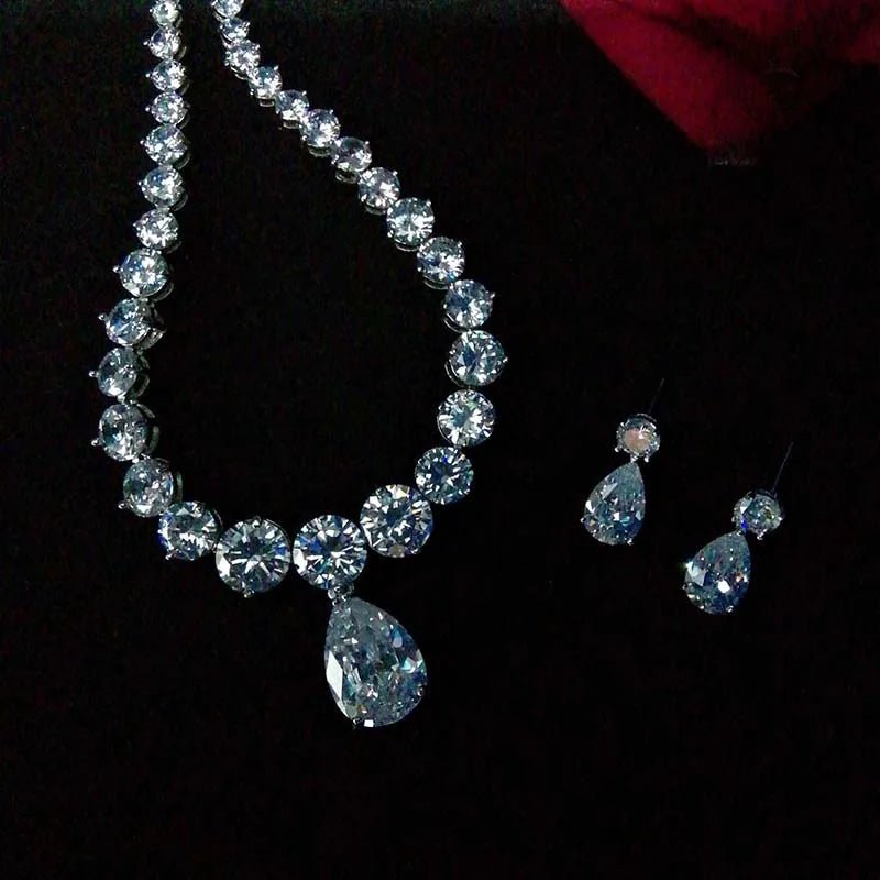 Valuable Lab Diamond Chocker Necklace White Gold Wedding Pendants Necklaces For Women Bridal Promise Jewelry - Lotus Diamond