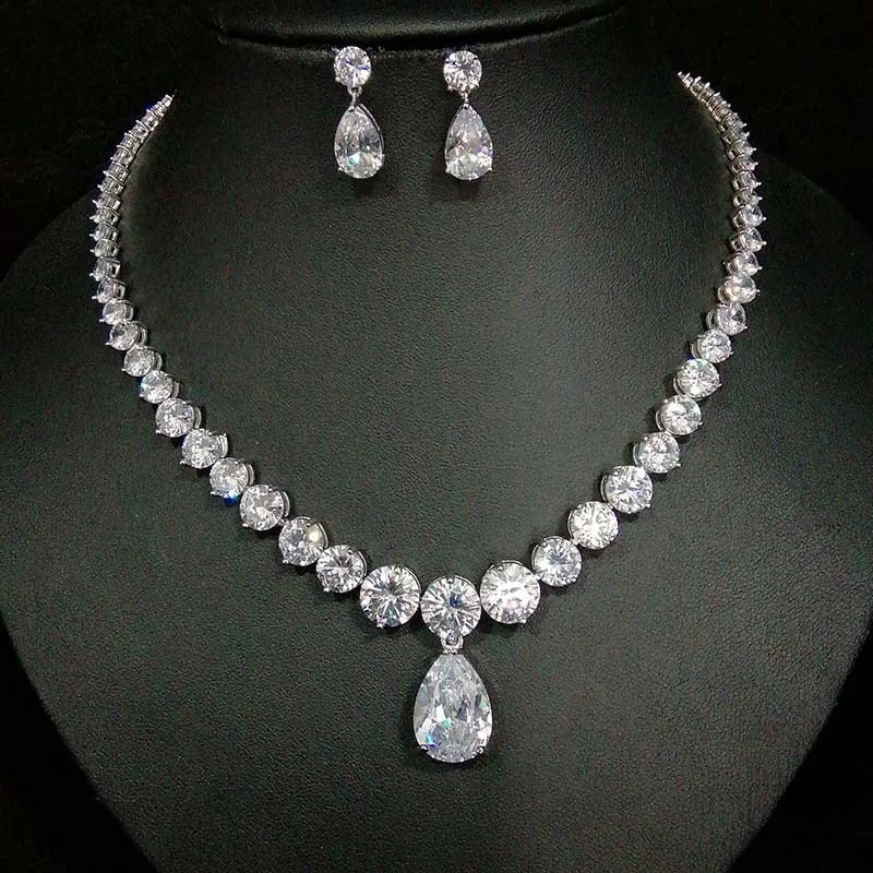 Valuable Lab Diamond Chocker Necklace White Gold Wedding Pendants Necklaces For Women Bridal Promise Jewelry - Lotus Diamond