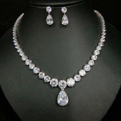 Valuable Lab Diamond Chocker Necklace White Gold Wedding Pendants Necklaces For Women Bridal Promise Jewelry - Lotus Diamond