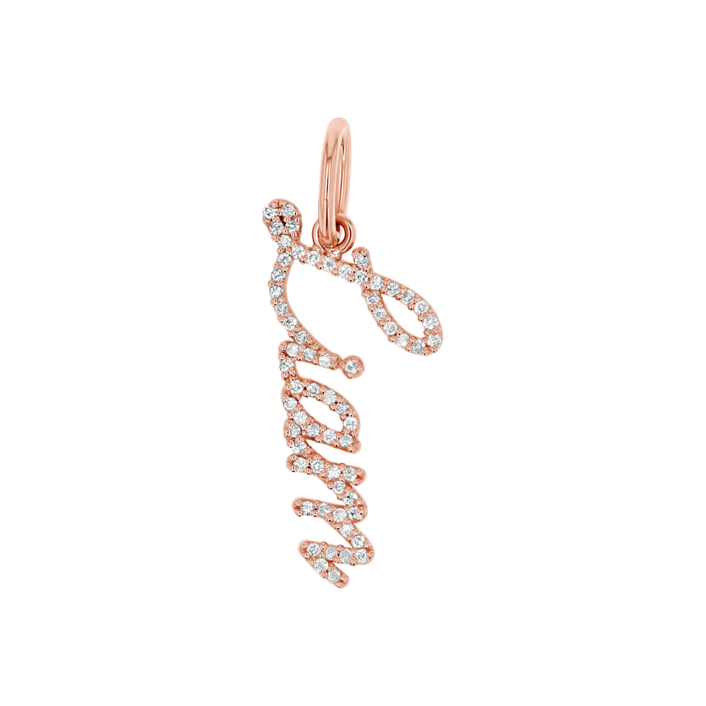 Vertical Diamond Script Name Charm - Lotus Diamond