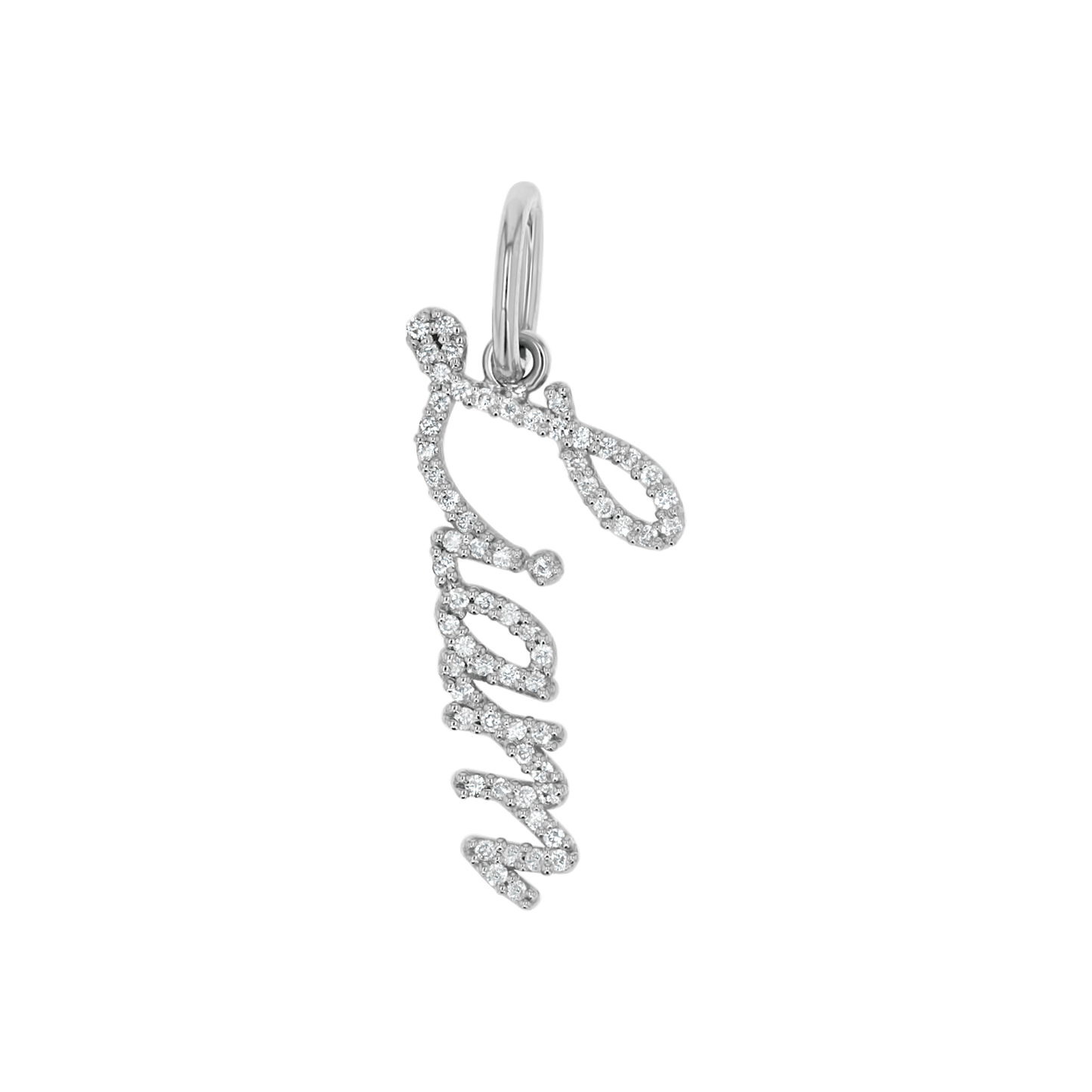 Vertical Diamond Script Name Charm - Lotus Diamond