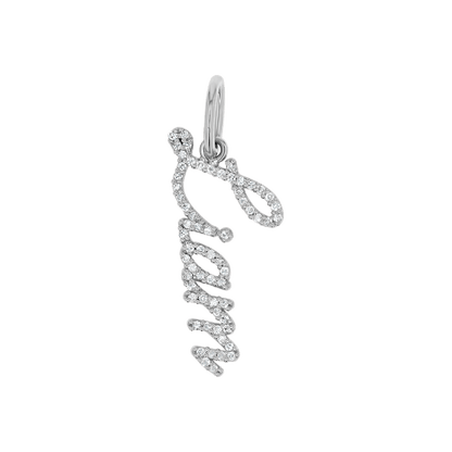 Vertical Diamond Script Name Charm - Lotus Diamond