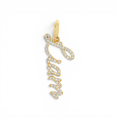 Vertical Diamond Script Name Charm - Lotus Diamond