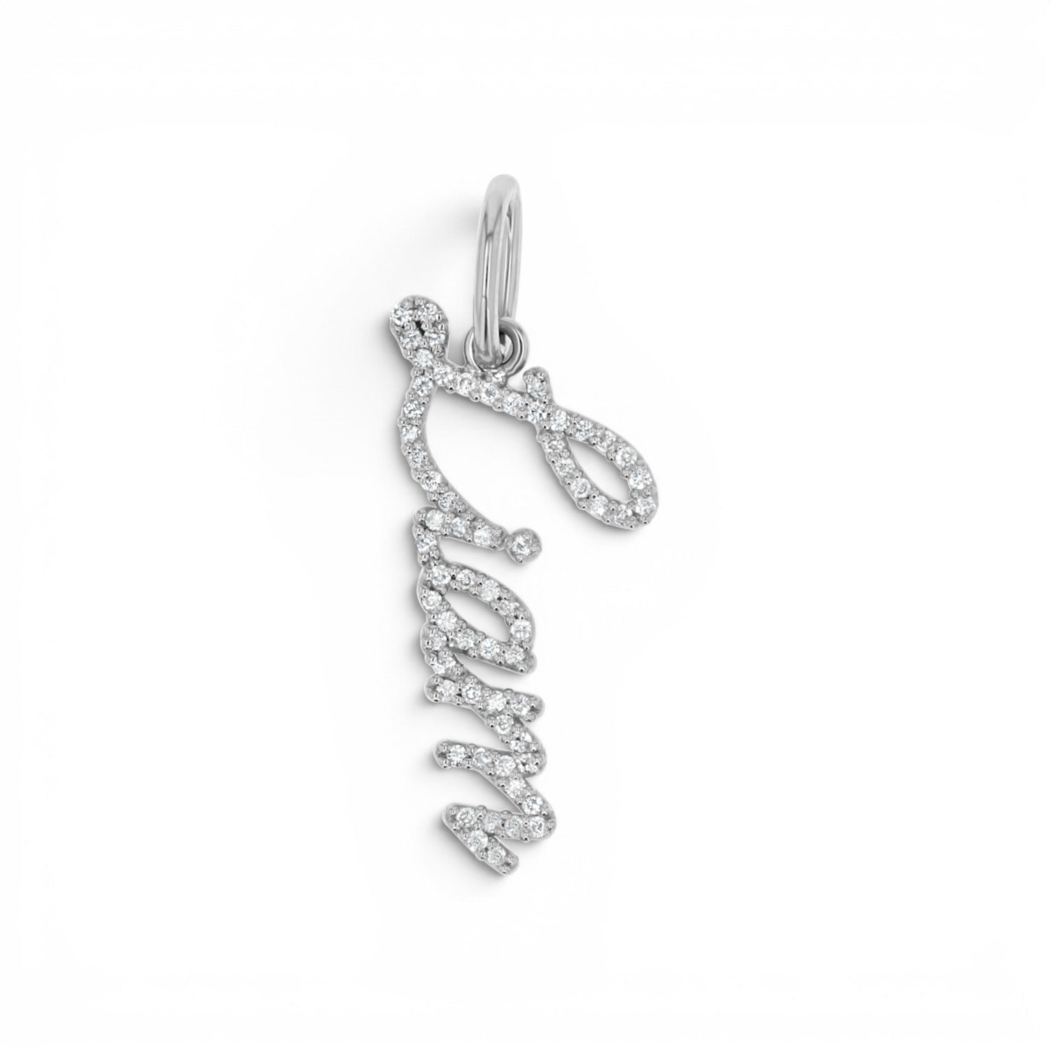 Vertical Diamond Script Name Charm - Lotus Diamond