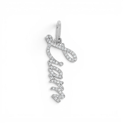Vertical Diamond Script Name Charm - Lotus Diamond