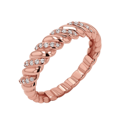 Wide Diamond Twist Ring - Lotus Diamond