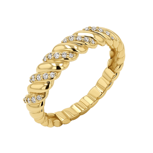 Wide Diamond Twist Ring - Lotus Diamond