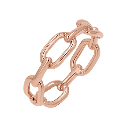 Wide Paper Clip Link Ring - Lotus Diamond