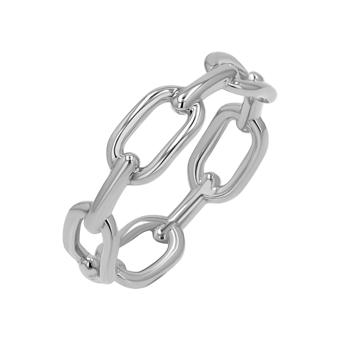 Wide Paper Clip Link Ring - Lotus Diamond
