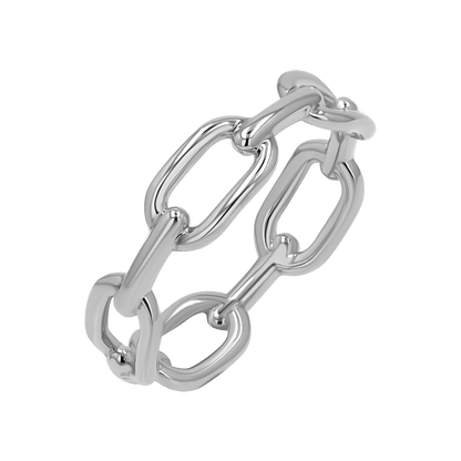Wide Paper Clip Link Ring - Lotus Diamond