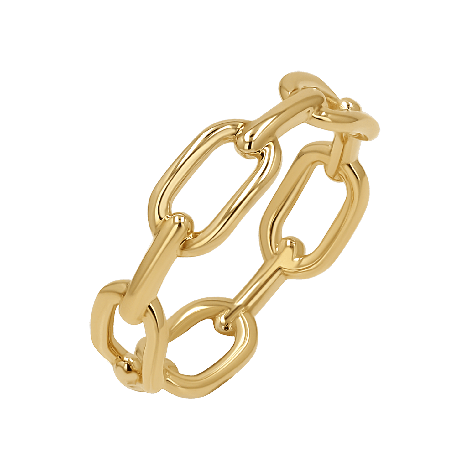 Wide Paper Clip Link Ring - Lotus Diamond