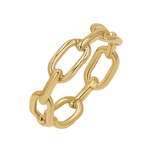 Wide Paper Clip Link Ring - Lotus Diamond