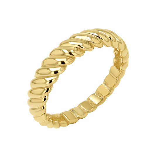 Wide Twist Ring - Lotus Diamond