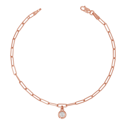 Wire Paper Clip Diamond Bezel Bracelet - Lotus Diamond
