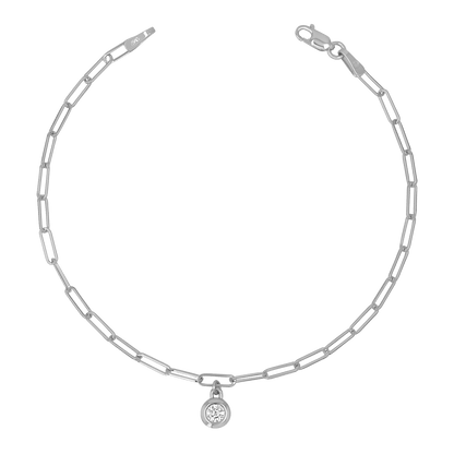 Wire Paper Clip Diamond Bezel Bracelet - Lotus Diamond