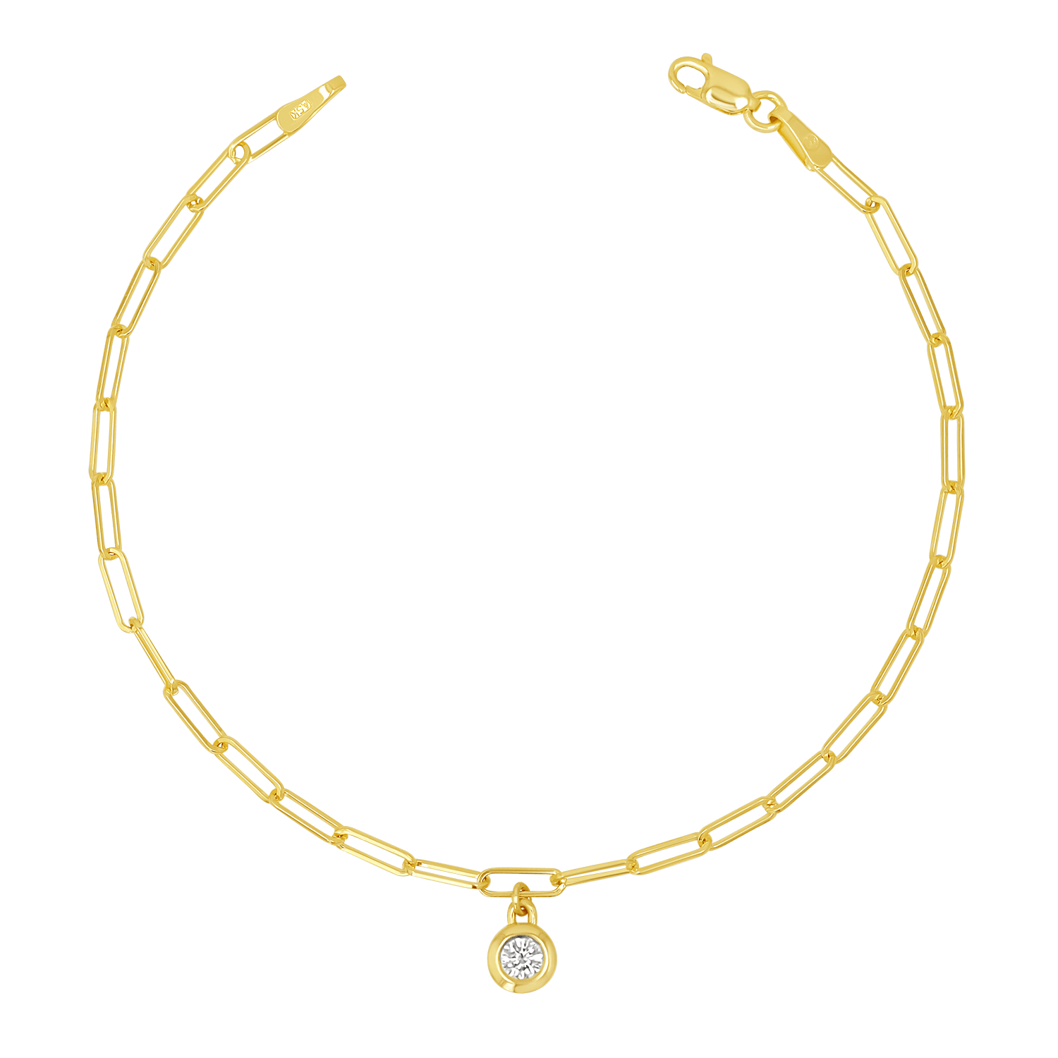 Wire Paper Clip Diamond Bezel Bracelet - Lotus Diamond