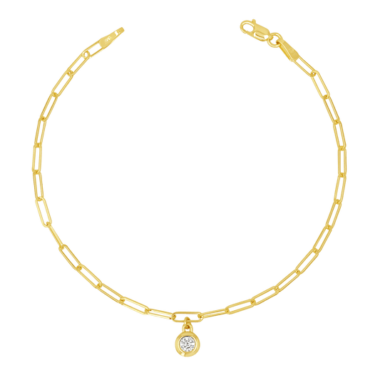 Wire Paper Clip Diamond Bezel Bracelet - Lotus Diamond
