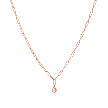 Wire Paperclip Diamond Bezel Necklace - Lotus Diamond