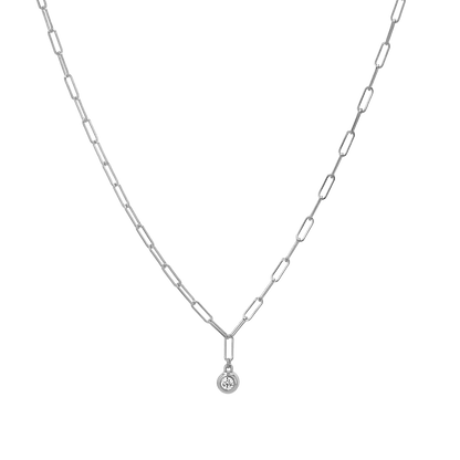 Wire Paperclip Diamond Bezel Necklace - Lotus Diamond