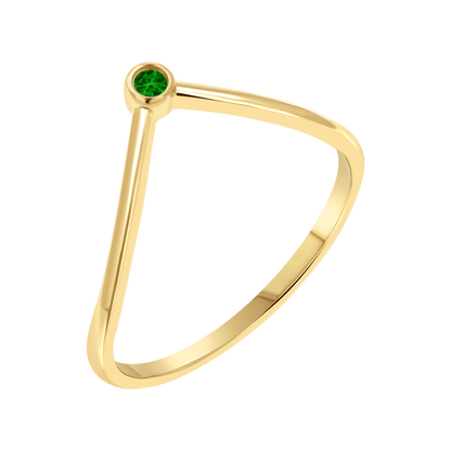 Wishbone Birthstone Ring - Lotus Diamond