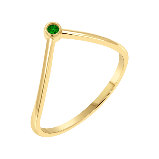Wishbone Birthstone Ring - Lotus Diamond